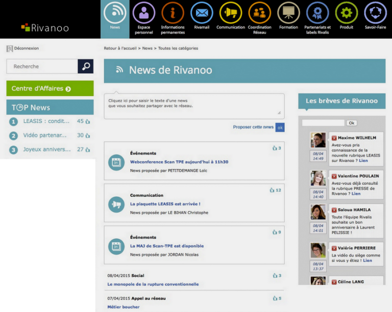 Outil N°1 à disposition du réseau Rivalis : l&rsquo;extranet Rivanoo